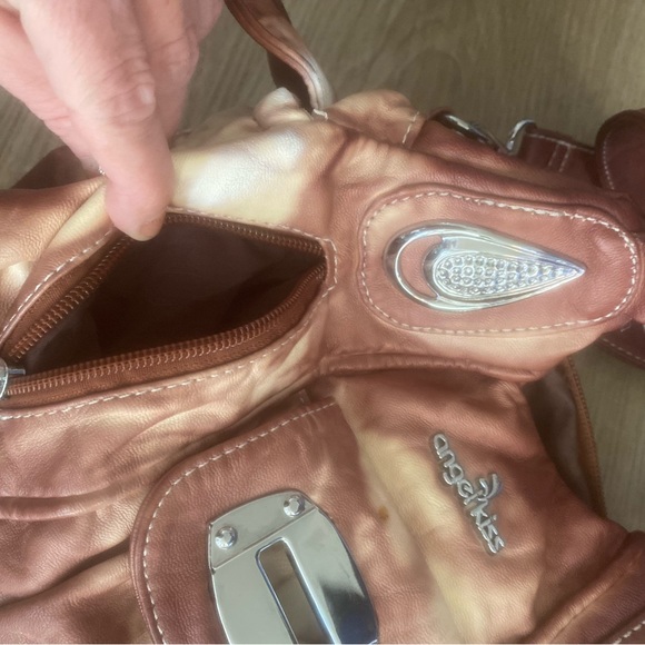 Never used gorgeous leather maroon and white purse. Perfect condition. - Picture 10 of 13